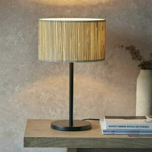 Bordslampa Endon Longshore svart metall naturfiber 41 cm 101693 small 1