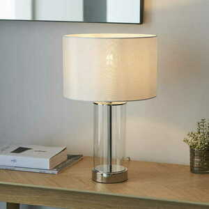 Bordslampa Endon Lessina nickel vintage vit E27 44 cm 102674 small 1