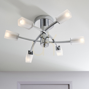 Endon Havana 146-6CH taklampa, krom och frostat glas, 6 × G9, 45,6 cm small 4