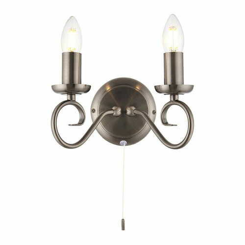 Kontrollera Vägglampa Endon Trafford 2-armad silver metall E14 dimbar