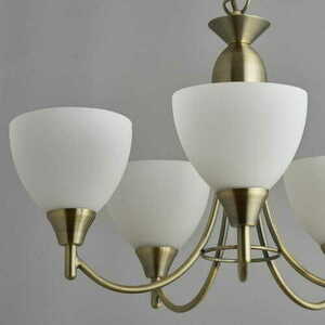 Pendellampa Endon Alton 5-ljus mässing/vit E14 klassisk 46 cm small 3