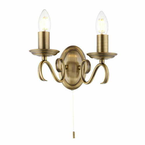 Kontrollera Vägglampa Endon Bernice Mässing 2-ljus E14 Klassisk