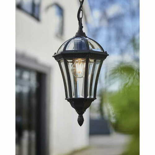 Kontrollera Utomhushängande lampa Endon Drayton svart glas E27 IP44