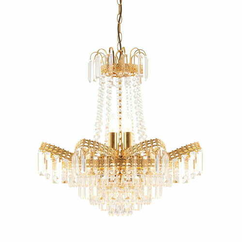 Kontrollera Endon Adagio pendellampa glas guld 9 ljus E14 55 cm 96819-GO