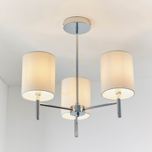 Kontrollera Endon Brio BRIO-3CH takkrona, 3×E14, krom och brutet vitt, 50 cm