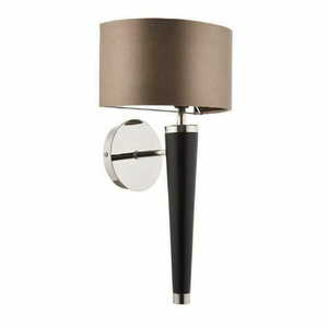 Vägglampa Endon Corvina brun/svart/krom E14, dimbar, tyg, trä, metall CORVINA-1WB small 1