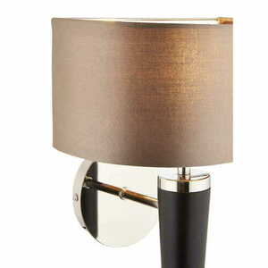 Vägglampa Endon Corvina brun/svart/krom E14, dimbar, tyg, trä, metall CORVINA-1WB small 3
