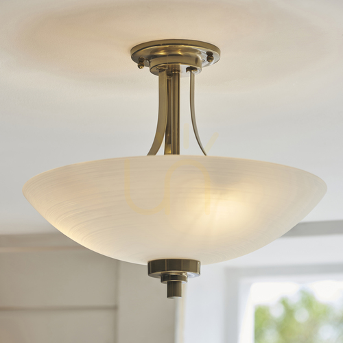 Kontrollera Taklampa Endon Welles 3-ljus vit/mässing glas och stål