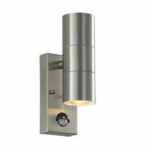 Utomhus vägglampa Endon Canon PIR silver rostfritt stål IP44 GU10 2 ljuspunkter small 1