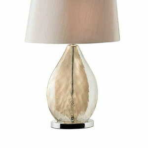stående lampa Endon Kew beige/krom glas tyg E27 58,5 cm small 2