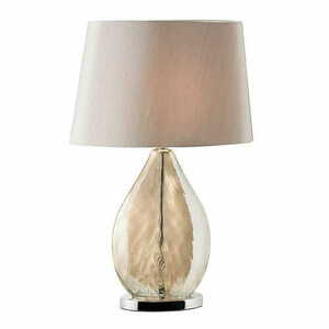 stående lampa Endon Kew beige/krom glas tyg E27 58,5 cm small 3