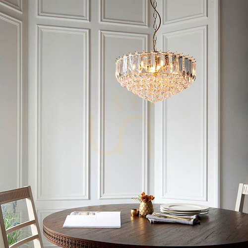Kontrollera Endon Fargo pendellampa, 6 × E14, mässingsfärgad, 46 cm