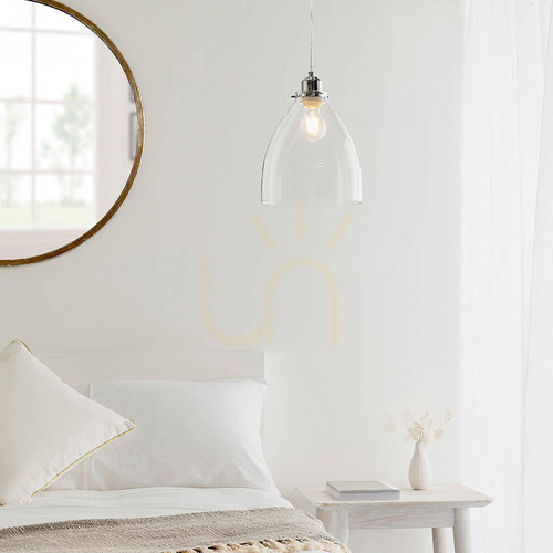 Kontrollera Endon Elstow 60874 lampskärm i klart glas med kromdetalj, 22 cm