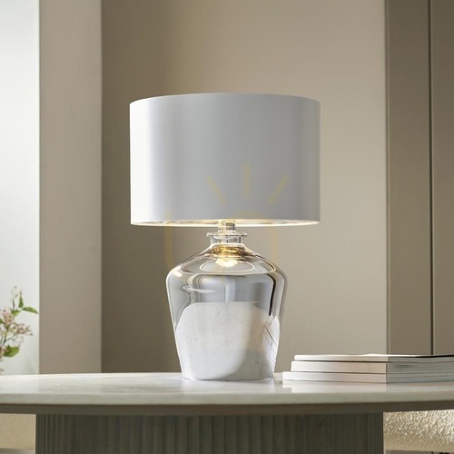 Kontrollera Endon Waldorf 61198 bordslampa – krom, elfenbensfärgad skärm, 47 cm