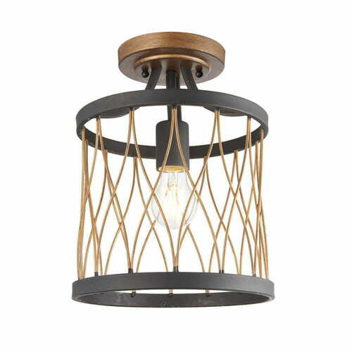 Kontrollera Taklampa Endon Heston svart stål vintage E27 1L 25 cm 61497