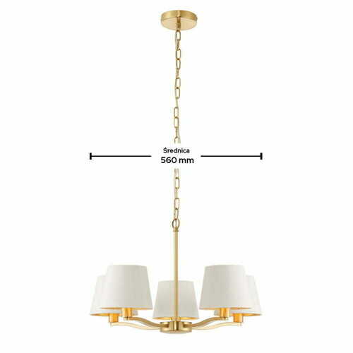 Kontrollera Taklampa Endon Harvey vit/guld 5-ljus E14 Ø56 cm