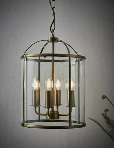 Kontrollera Pendellampa Endon Lambeth mässing glas 4-ljus E14 69455
