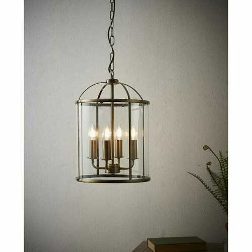 Kontrollera Pendellampa Endon Lambeth mässing glas 4-ljus E14 69455