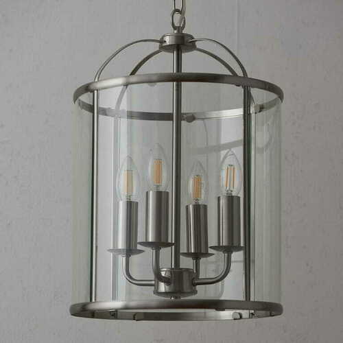 Kontrollera Pendellampa Endon Lambeth 4-ljus nickel/transparent 30 cm 70324