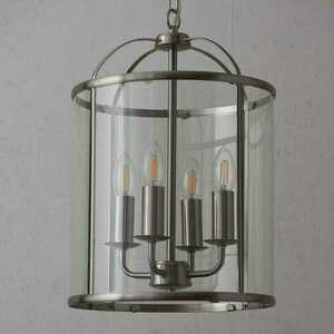 Endon Lambeth 70324 pendellampa i satin nickel och klart glas, 4 × E14 small 1