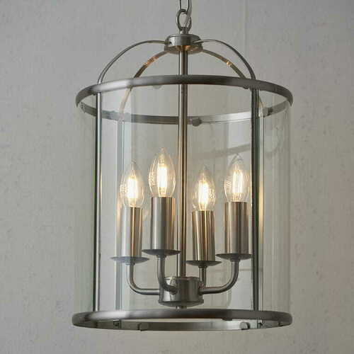 Kontrollera Pendellampa Endon Lambeth 4-ljus nickel/transparent 30 cm 70324