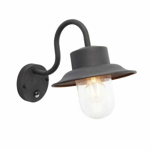 Kontrollera Vägglampa Endon Chesham svart IP44 med rörelsedetektor 70331