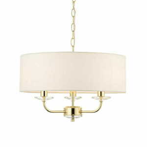 Pendellampa Endon Nixon 70560 3-ljus mässing/vit med kristall E14 small 3