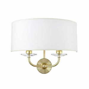 Vägglampa Endon Nixon mässing vit guld kristall 2-ljus E14 dimbar small 3