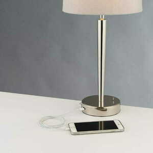 Stående lampa Endon Syon silver/beige med marmorskärm 72175 small 4