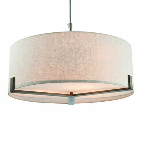 Kontrollera Pendellampa Endon Hayfield beige 3-ljus E27 tyg 56,6 cm 72635