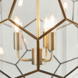 Pendellampa Endon Miele 73560, 3 × E14, antik mässing och klart glas, Ø 47 cm small 7