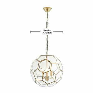 Pendellampa Endon Miele 3-ljus mässing/transparent E14 moderna lampor small 3
