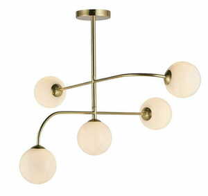Taklampa Endon Otto 5L mässing/vit G9 dimbar 80 cm small 3