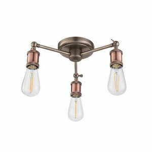 Endon Hal 76124 taklampa, åldrad koppar- och tennton, 3×E27 small 1