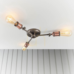 Endon Hal 76124 taklampa, åldrad koppar- och tennton, 3×E27 small 5