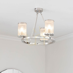 Endon Easton 76261 taknära ljuskrona, nickel och klart glas, 3×E14, Ø48 cm small 5