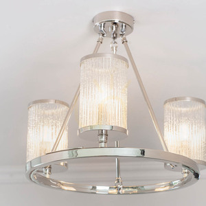 Endon Easton 76261 taknära ljuskrona, nickel och klart glas, 3×E14, Ø48 cm small 6