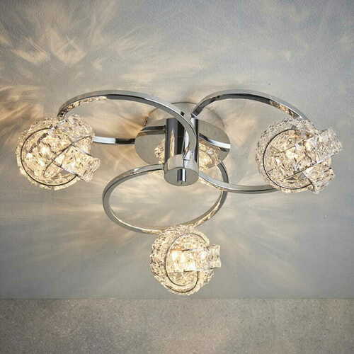 Kontrollera Taklampa Endon Talia krom transparent 3-ljus G9 46 cm 76285