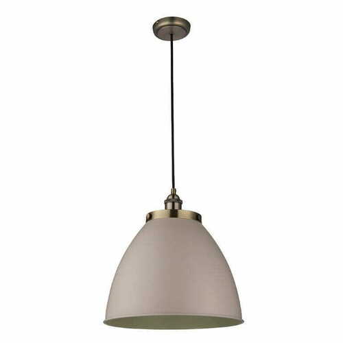 Kontrollera Pendellampa Endon Franklin 76327 grå/mossa mässing stål E27 Ø33,5 cm