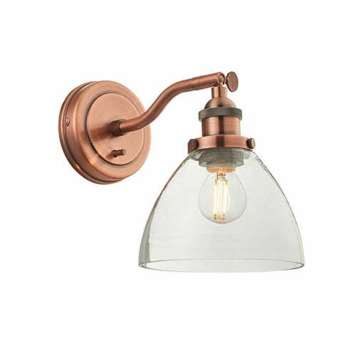 Kontrollera Vägglampa Endon Hansen koppar transparent glas E14 76334