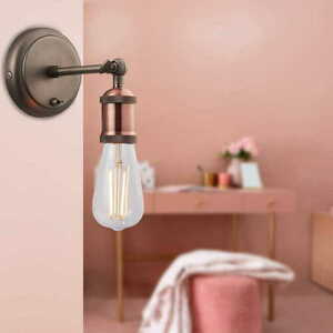 Vägglampa Endon Hal koppar silver stål E27 dimbar 76338 small 1