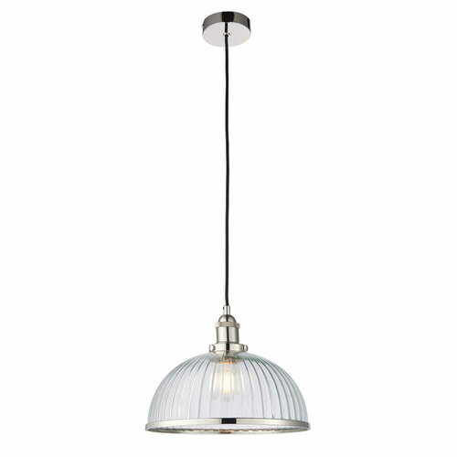 Kontrollera Pendellampa Endon Hansen Nickel/transparent E27 30 cm Industry Loft