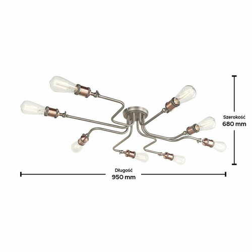 Kontrollera Taklampa Endon Hal 8-ljus Silver/Koppar E27 IP20 SKU 81610