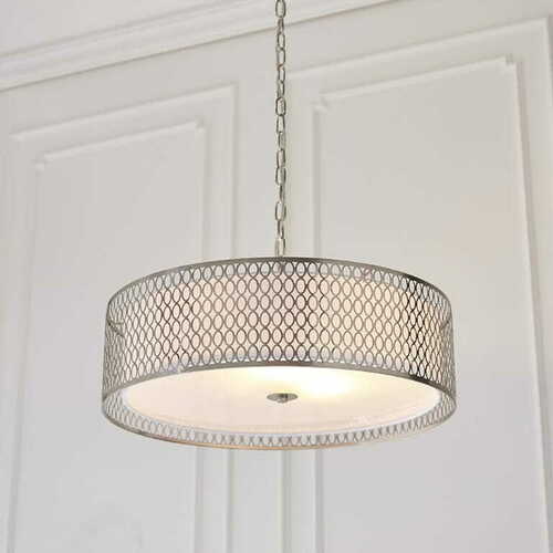 Kontrollera Pendellampa Endon Cordero 3-ljus nickel/vit E27 56 cm 81969