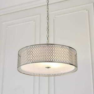 Pendellampa Endon Cordero 3-ljus nickel/vit E27 56 cm 81969 small 1