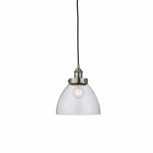 Kontrollera Pendellampa Endon Hansen silver glas E27 22,5 cm 91738