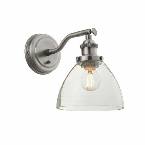 Kontrollera Vägglampa Endon Hansen Silver Glas E14 1-Ljus 91739