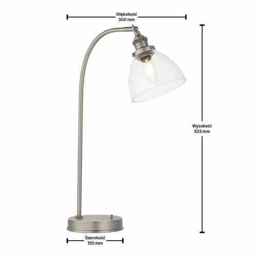 Kontrollera Stående lampa Endon Hansen silver glas E14 53,3 cm 91740