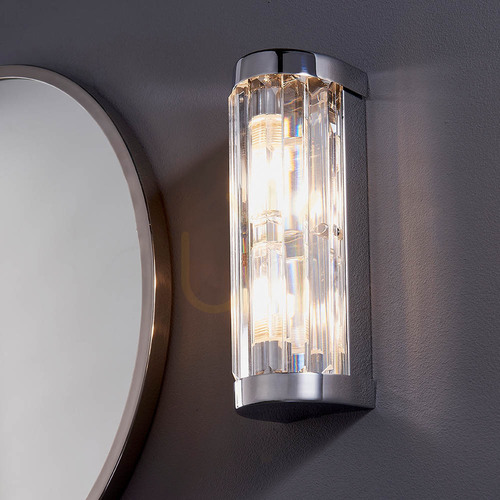 Kontrollera Endon Shimmer 91820 vägglampa i krom med kristall, 2 × G9, IP44
