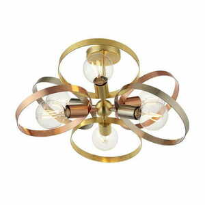 Taklampa Endon Hoop 6-ljus mässing guldkoppar nickel E27 moderna plafonder small 0